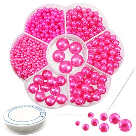 Toaob 1160 Pieces Faux Pearl with Hole Round Beads Set for Threading Jewellery Beads Pink 3 mm 4 mm 5 mm 6 mm 8 mm 10 mm 12 mm for Decorating Clothing Necklaces Bracelets