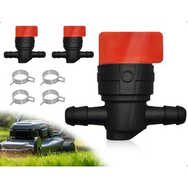 2 Stück Benzinhahn mit 4 Schlauchschellen,Universal Benzinverschlussventil,Rasenmäher Kraftstoffhahn Zubehör,Kompatibel mit Briggs Stratton Motoren 698183 493960 494768