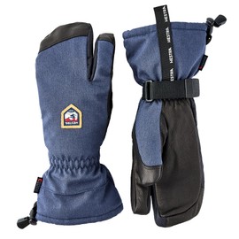 Hestra Unisex CZone Mountain 3-Finger Glove, Waterproof, Windproof Leather Alpine Ski Glove for Men & Women - Navy - 10