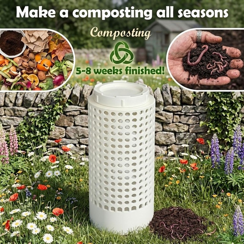 in Ground Composter, Garden Worm Compost Bin, 12X6x6 Inch Space-Saving