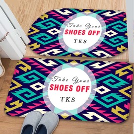 Shoes Off Doormats,Retro Hilarious Doormats Funny Door Mats,Home Office Set of 2 Mat 19.7In(W) X 39.8In(L)