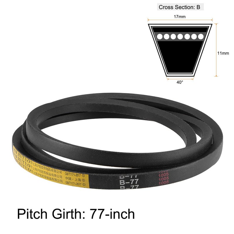 sourcing map B-77 V-Belts 77" Pitch Length, B-Section Rubber Drive