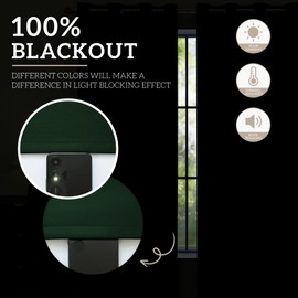 Hynathi 2 Panels Set Blackout Curtains Drapes, Room Darkening Insulated Thermal Window Panels for Bedroom, Living Room, Elegant Decorative Thicken Window Treatments, 52 X 72 in (W X L), Dark Green