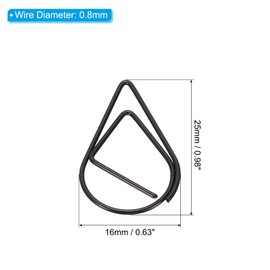 MECCANIXITY 50 Pieces Metal Paper Clip Drop-Shaped with Box 1 Inch Black for Crafts Organize Office Home