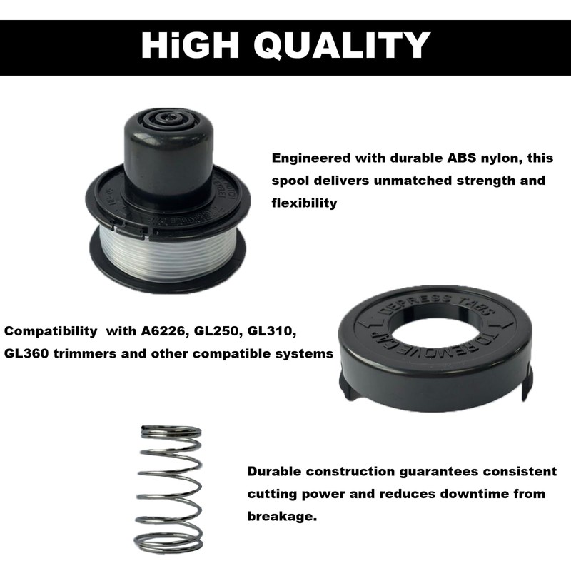 esmusssein 3PACK Strimmer Line & Cover,Spool Line +Cap with Spring