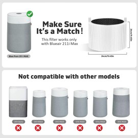 211i Max Replacement Filter Compatible with Blue Pure 211i Max Air Purifier, 3-in-1 H13 HEPA nd Activated Carbon Replacement Filter, Replacement Part # F2MAX