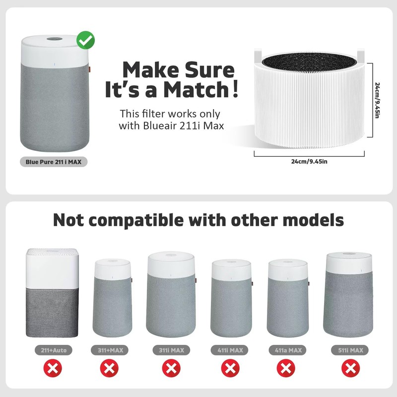 211i Max Replacement Filter Compatible with Blue Pure 211i Max