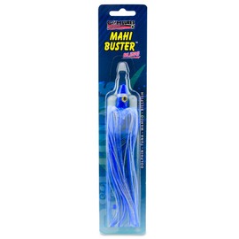 C&H Lures Mahi Buster Bling, 1 oz, Blue Silver Glitter Head, Blue/White/Pearl Holographic Skirt, 6 in