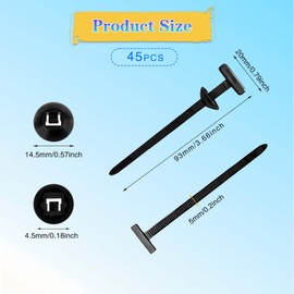 Fidqiog 45 Pcs Nylon Universal Cable Tie Buckle, Self-Locking Heavy Duty Zip Ties Holder, Multipurpose Cable Clips Tools, Wear and UV Resistant Black Zip Ties, for Car Repair and Daily Tie Wraps