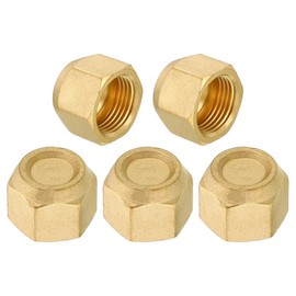 PATIKIL Sockets 5/8 Inch Brass Seal Plug, 5 Pack SAE Torch Pipe Fitting, 45 Degree Hexagonal Piping Fittings for Air Conditioner Cooling