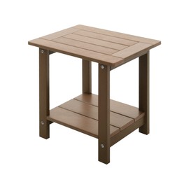 Meluvici Double Adirondack Outdoor Side Table Weather Resistant, Outdoor Rectangular Patio End Table for Adirondack Chair, Teak