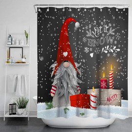 Gnome Shower Curtains for Bathroom Lovely Cute Sprite Christmas Let it Snow Fabric Shower Curtain Winter Xmas Holiday Bathroom Curtain Set with Hooks Included 72x72 inches