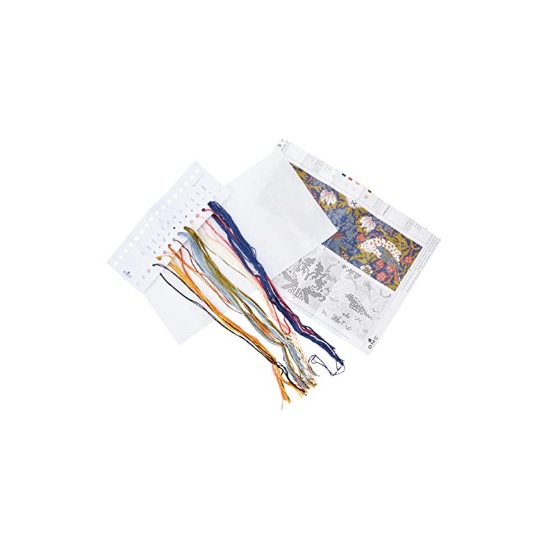 DMC Strawberry Thief Cross-Stitch Kit, Includes Six-Strand Embroidery Thread, Embroidery