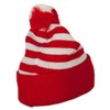 e4Hats.com Ho Ho Ho Santa Embroidered Striped Pom Cuff Beanie