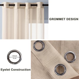 DWCN Brown Gradient Curtains for Living Room Net Curtain Eyelet Voile Curtains 90 Drop Pair Sheer curtains for Bedroom Set of 2, 66 x 90 Inches