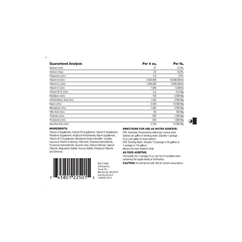 Durvet Vitamins & Electrolytes Conc, 4 oz (113.4g)