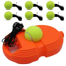 Magicorange Tennis Trainer Rebound Ball with 6 String Balls, Solo Tennis Training Equipment for Self Tennis PracitceTraining for Beginner (Orange)