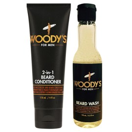 Woody's 2-in-1 Beard Conditioner and Energizing Beard Wash Set, 4 fl oz and 6.3 fl oz