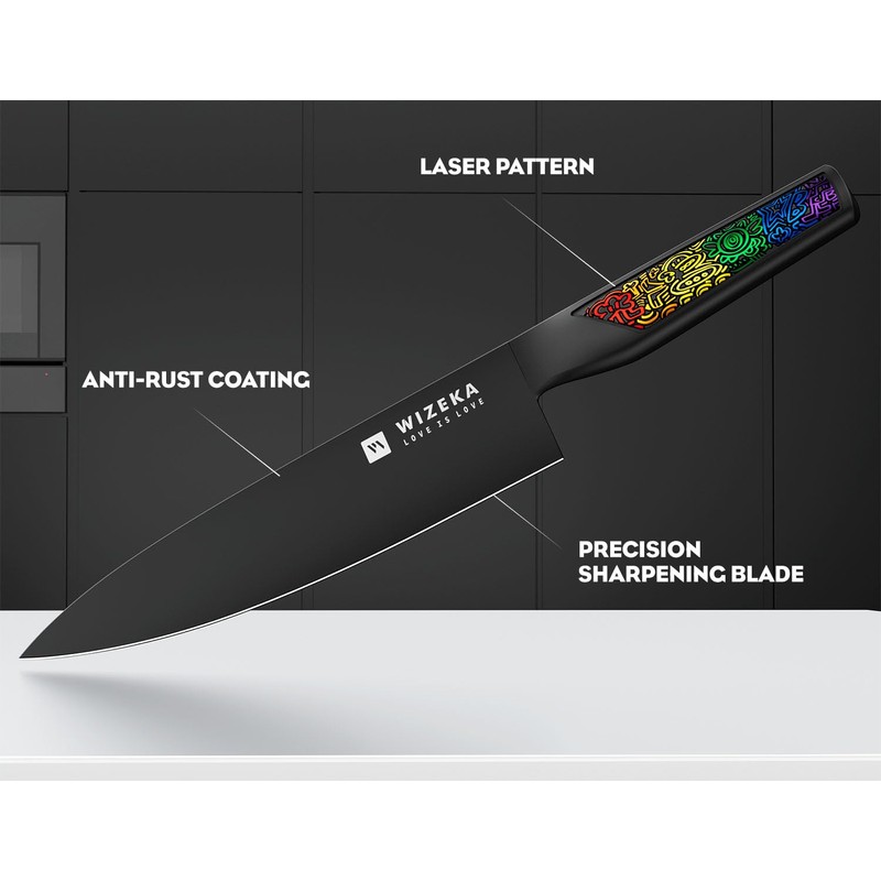 WIZEKA Chef Knife: 8 Inch: Extreme Sharp Kitchen Knife: Full