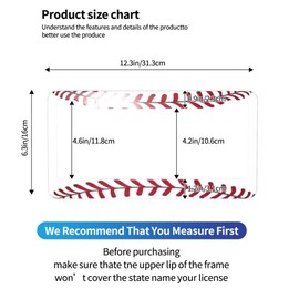 Baseball License Plate Frame & Baseball Texture Pattern Steering Wheel Cover Aluminum License Plate Covers Anti-Slip Breathable Steering Wheels Protector with Screws Fasteners Caps for Men Women