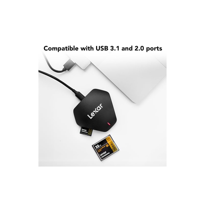 Lexar Professional Lector 3 en 1 USB 3.1 Multi-Tarjeta, Compatible