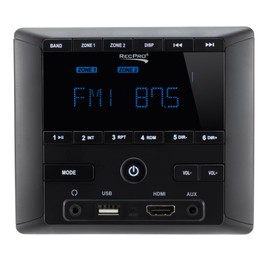 RecPro RV Stereo Radio AM/FM con Bluetooth | Aux-in | HDMI | Audio de 4 canales | 2 zonas | Sistema de sonido RV