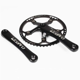 Folding Bike Square Bicycle Crank Crankset BCD130 Single 45/47/53/56/58T Chainwheel Aluminum Alloy Crankset (Black, 56T)