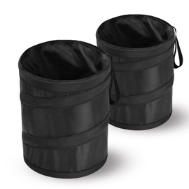 Ginsco 2 Gallon Car Trash Can, 2 Pack Collapsible Pop-up Car Trash Can, Car Trash Bag Garbage Bin with Elastic Band, Portable Trash Can for Car, Multipurpose Trash Bin for Car/Truck/Minivan