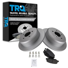 TRQ Rear Brake Pad & Rotor Kit Brake Pads Brake Rotor Ceramic Premium G-Coated Compatible with 2007-2011 Dodge Nitro 2008-2012 Jeep Liberty