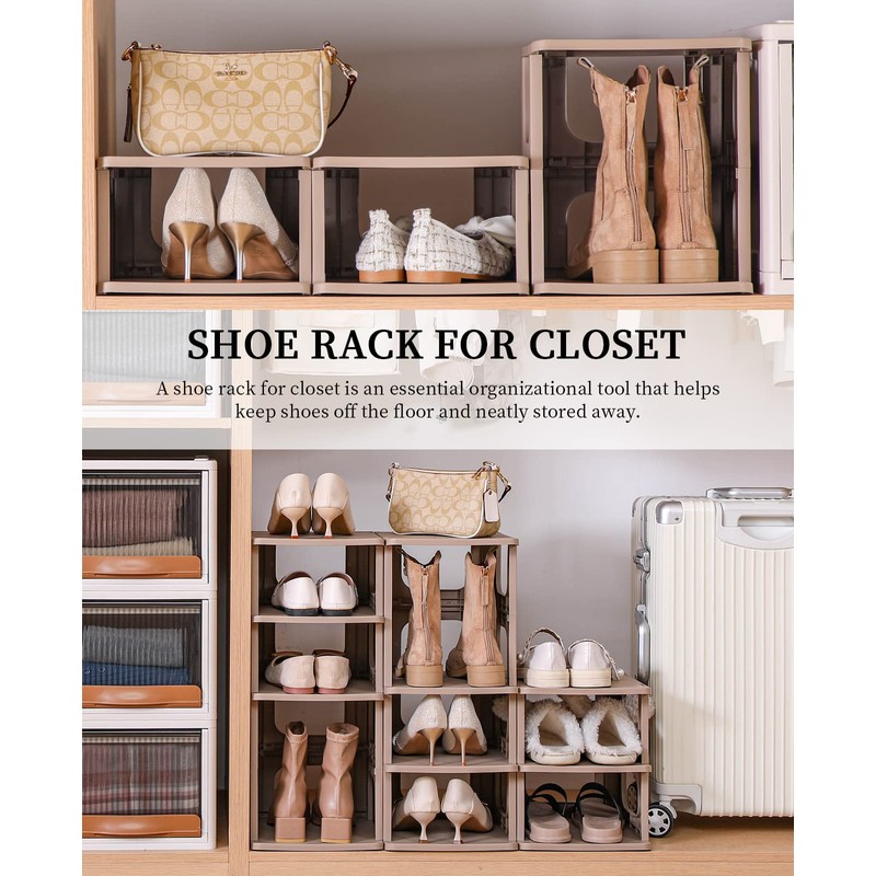 Narrow Shoe Rack - 5 Tiers Stackable Shoe Storage Stand