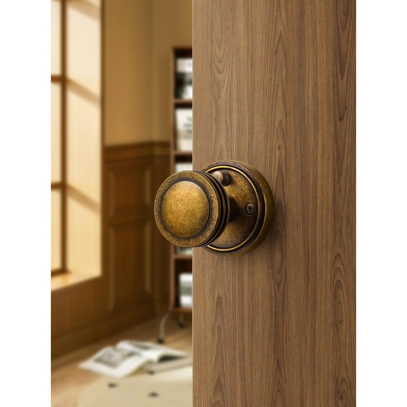 SORWDUERM 1 Pack Antique Brass Bronze Door Knob Interior Privacy