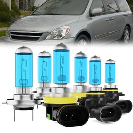 LECCIBUB Headlight Bulbs Fit For Hyundai Entourage 2007-2010, H7 High Beam + H11 Low Beam + 9006 Fog Lights Halogen Bulb, 6000K White Light, Plug and Play, Pack of 6