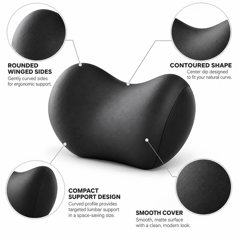 Ergonomic Lumbar Support Pillow, Memory Foam Back Cushion for Car