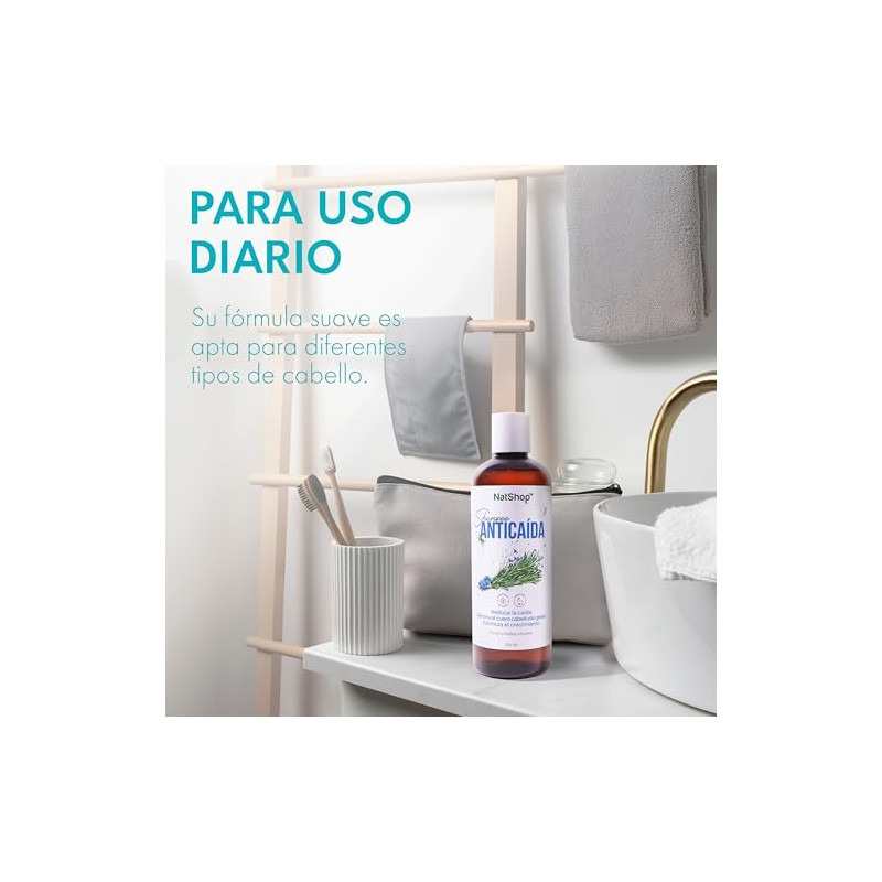 NATSHOP | Shampoo Anticaída Natural de Romero y Vitamina E