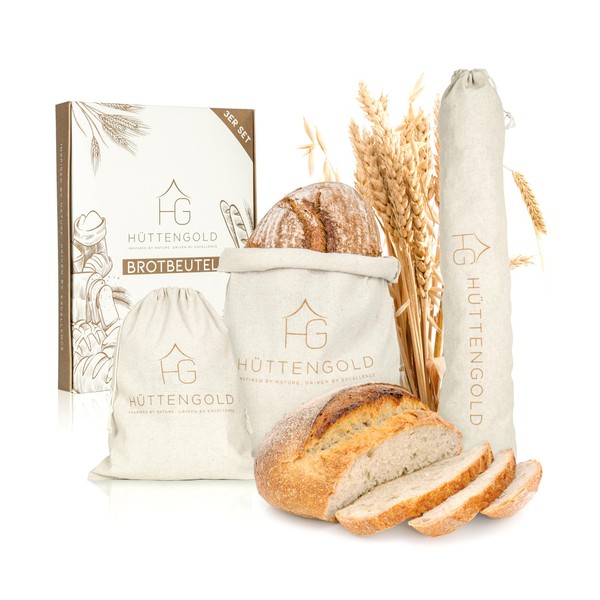 Hüttengold Linen Bread Bags Set of 3 – Bread Bag