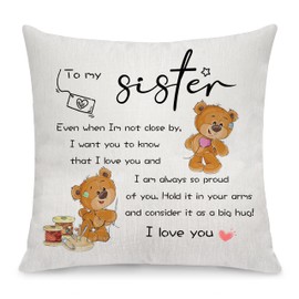 Mom Throw Pillow Cover - Mother's Day Gift from Daughter Son - Thanks Appreciation for Mother from Children Birthday (Sister)