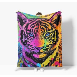 Tiger Blanket Tiger Fleece Throw Blanket Super Soft Warm Cozy Fuzzy Plush Tigers Blanket Gifts for Girls Boys Kids Room Decor60 X80