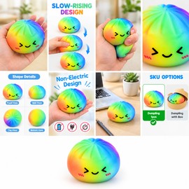 Slow-Rising Rainbow Dumpling Squishy for Squeezing – 1-Piece Soft Fidget Toy for Everyday Hand Play