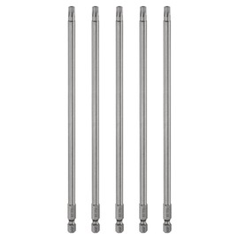 HARFINGTON 5pcs TT30 Security Torx Head Screwdriver Bit 8" (200mm) Long 1/4" Hex Shank Magnetic Tamper Proof 6 Point Star Screw Driver Drill Bits S2 Steel Hole Tip Industrial Power Tools