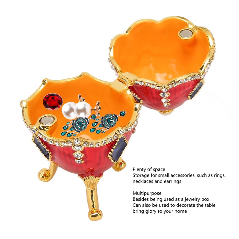 Egg Shaped Trinket Boxes Rhinestones Inlay Exquisite Jewelry Trinket Boxes