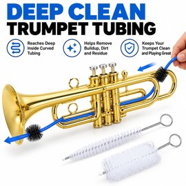 3-Piece Trumpet Cleaning Brush Kit for Instrument Maintenance – Manual Cleaning Accessories for Regular Trumpet Care
