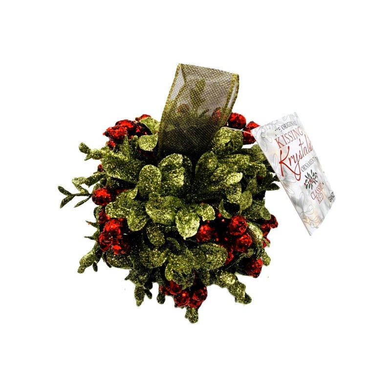 Ganz 5 Inch Mistletoe Kissing Ball Ornament,Red,5" Dia.