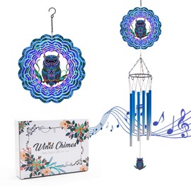 DKJOCKY Campanas de viento con hilandero de viento, regalos para hombres, mujeres (búho)