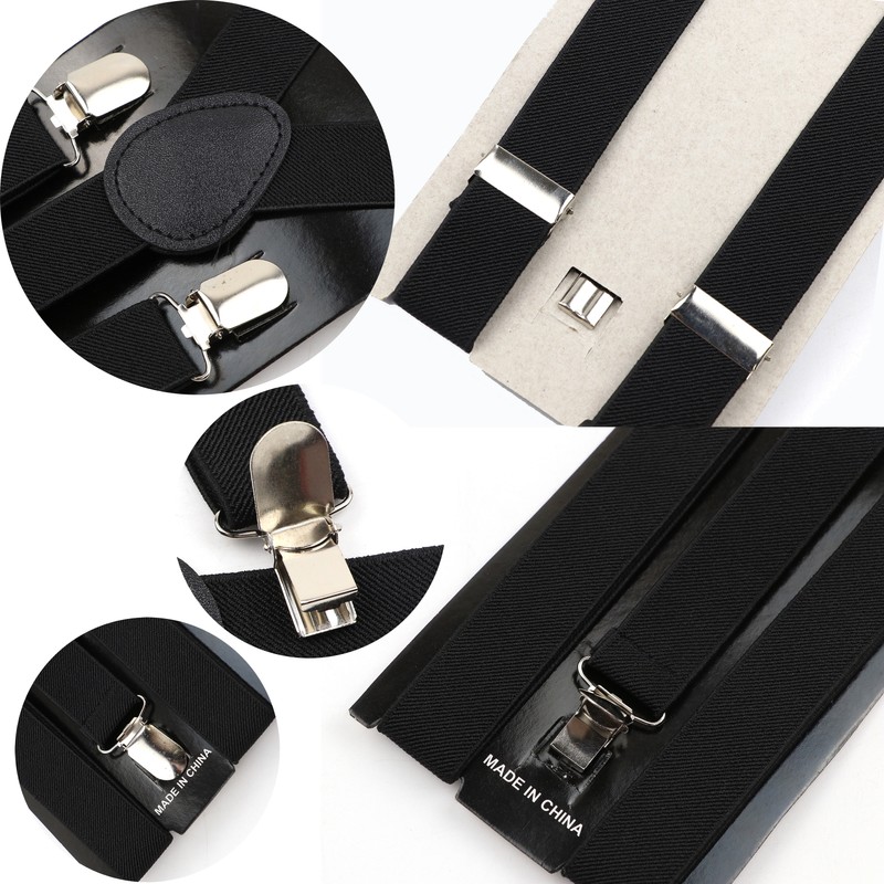 Adjustable Solid Color Polyester Suspenders for Adult Pants, Shirts and