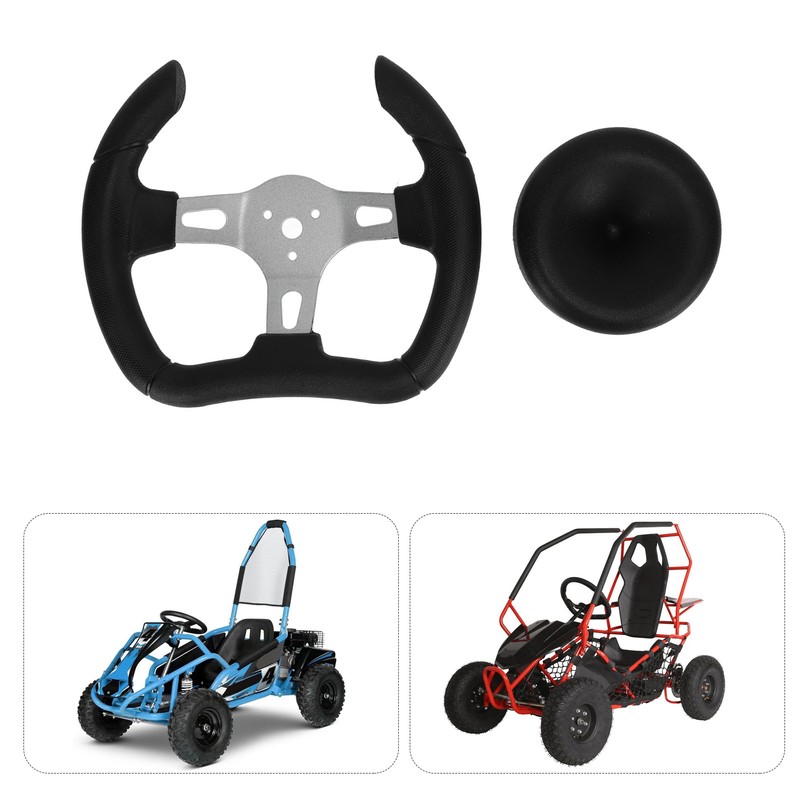 277mm Racing Steering Wheel with 135mm Adapter Black PU Universal
