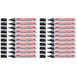 edding 3000 Permanent Markers 1.5-3mm Refillable (Pack of 20, Black)