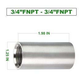 TAISHER 4PCS Stainless Steel Pipe Fittings, 3/4" NPT Female x 3/4" NPT Female Threaded, 2" Length Nipple Cast Pipe
