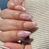 24 Pcs Almond Press on Nails Pink Fake Nails White