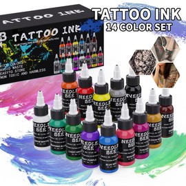 Tattoo Ink  1 oz(30ml) Tattoo Supply 7or14 Colors Pigment Kit Friendly Pigment Ink Cosmetic - Color: 14colors