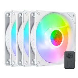 Cooler Master SickleFlow 120 V2 ARGB White Edition 3 en 1 Ventilador de marco cuadrado, LED ARGB de 3 pines, hoja curva de equilibrio de aire, rodamiento sellado, control PWM de 120 mm para carcasa de computadora y radiador líquido